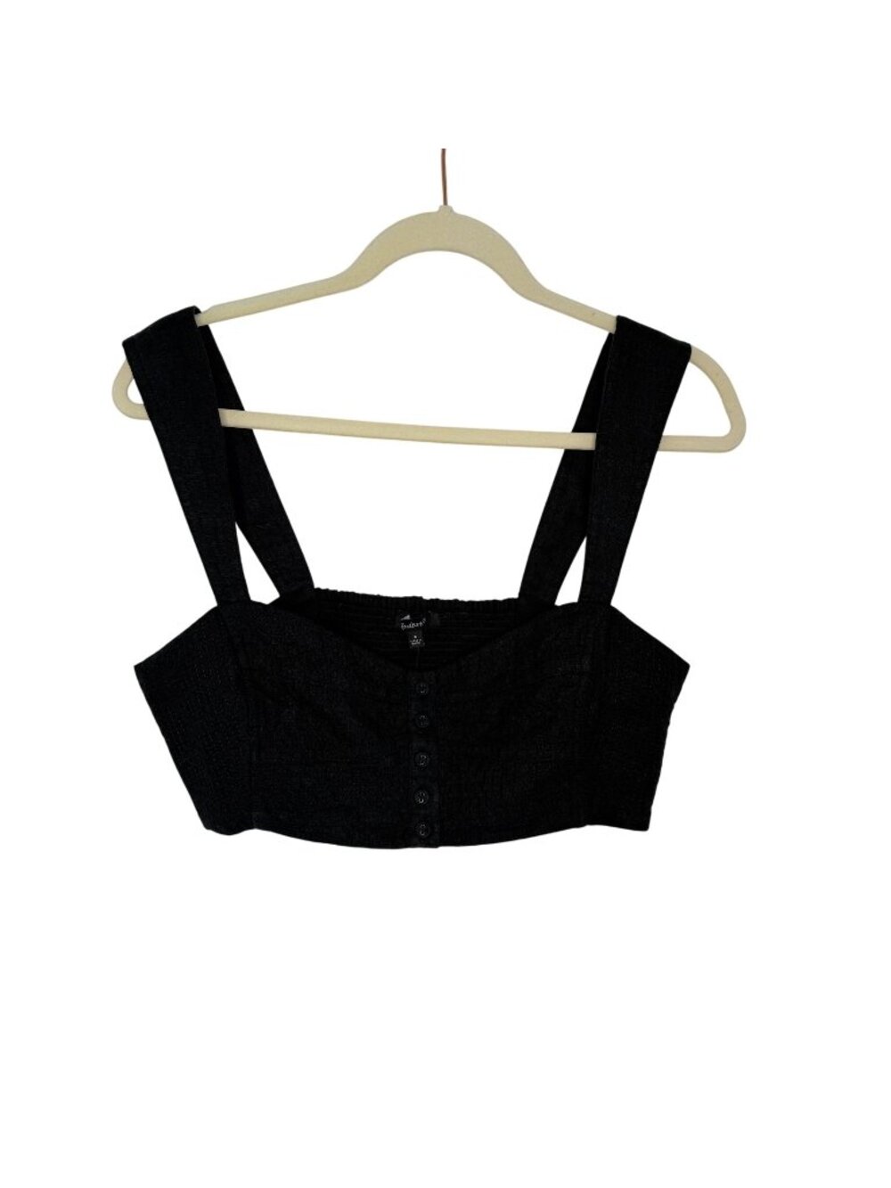 NWT Madewell Black Linen Smocked Halter Top, 8
